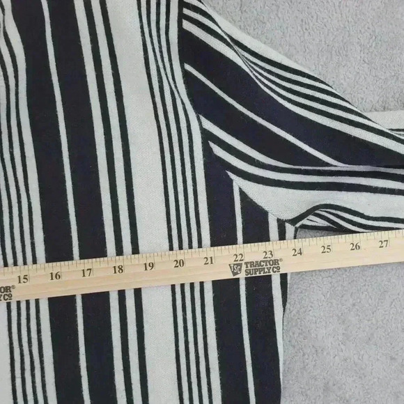 Sioni Women's L Black & White Striped Hooded Open front Cardigan Sweater   29PT - Picture 4 of 8
